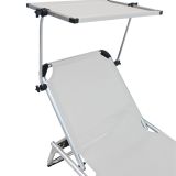 LEŽALNIK IZ TEKSTILENA AZUR S SENČNIKOM BEL ALU