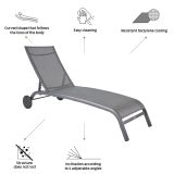 LEŽALNIK IZ TEKSTILENA NATERIAL LYRA II S KOLESI ANTRACIT ALU, TEKSTILEN