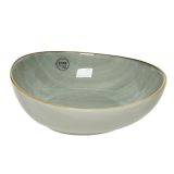 SERVIRNA SKLEDA DECORIS LIST 14X13X6CM ZELEN/MODER PORCELAN