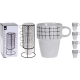 LONČEK KOOPMAN 4/1 NA KOVINSKEM STOJALU RAZLIČNI DEKOR WHITE