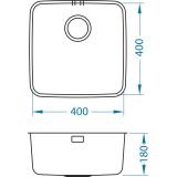 NERJAVNO POMIVALNO KORITO ALVEUS LUNO 30, SATIN 400X400 MM