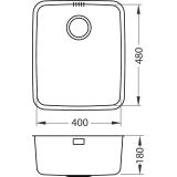 NERJAVNO POMIVALNO KORITO ALVEUS LUNO 40, SATIN 480X400 MM