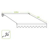 MARKIZA, TENDA MARINA 300X200 CM BELO/RUMENA, ROČNA