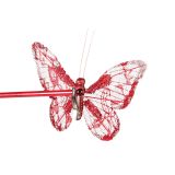 OKRASEK ZA JELKO GLOSSTYLE METULJ RDEČI NA ŠČIPALKI 16 CM