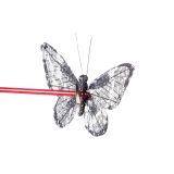 OKRASEK ZA JELKO GLOSSTYLE METULJ SIVI NA ŠČIPALKI 16 CM