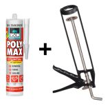 MONTAŽNO LEPILO BISON POLY MAX CRYSTAL EXPRESS 300G + PIŠTOLA GRATIS