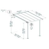 NADSTREŠEK ZA TERASO PALRAM SIERRA, SIVA/TRANSPARENT 2,3X2,3M