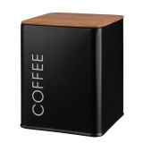 NAMENSKA DOZA GALICIJA COFFEE 11.5X11.5X14 ČRNA METALNA Z BAMBUS POKROVOM