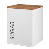 NAMENSKA DOZA GALICIJA SUGAR 11.5X11.5X14CM BELA METALNA Z BAMBUS POKROVOM