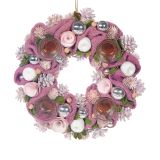 NAMIZNA DEKORACIJA GLOSSTYLE ADVENTNI VENEC 4 KOZARCI ROZA 34X34X8 CM