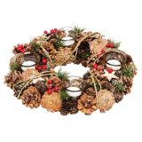 NAMIZNA DEKORACIJA GLOSSTYLE ADVENTNI VENEC RDEČ NARAVNI 32X32X8 CM 4 KO.