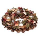 NAMIZNA DEKORACIJA GLOSSTYLE ADVENTNI VENEC RDEČE-ZLAT NARAVNI 32X32X8 CM 4 K