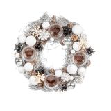 NAMIZNA DEKORACIJA GLOSSTYLE BELI ADVENTNI VENEC S 4 KOZARČKI PREMERA 32 CM