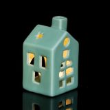 NAMIZNA DEKORACIJA GLOSSTYLE HIŠICA 11 CM ZELENA ZA ZA ČAJNO SVEČKO