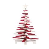 NAMIZNA DEKORACIJA GLOSSTYLE LESENA JELKA RDEČE BELA 38 CM