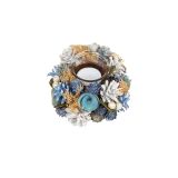 NAMIZNA DEKORACIJA GLOSSTYLE SVEČNIK FI 17 CM SREBRNO MODRI S STEKLENIM KOZ.