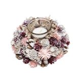 NAMIZNA DEKORACIJA GLOSSTYLE SVEČNIK FI 19 CM ROZA S STEKLENIM KOZARČKOM