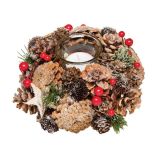 NAMIZNA DEKORACIJA GLOSSTYLE SVEČNIK FI 20 CM RDEČI S STEKLENIM KOZARČKOM