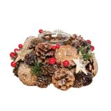 NAMIZNA DEKORACIJA GLOSSTYLE SVEČNIK FI 20 CM RDEČI S STEKLENIM KOZARČKOM