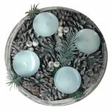 NAMIZNA DEKORACIJA GLOSSTYLE ZA 4 SVEČE FI 30 CM SREBRNE/BELE BARVE