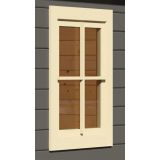 OKNO ZA LESENO HIŠKO KARIBU NAOKNICE ZA 28MM SLONOVA KOST BELA 69X79 CM