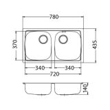 NERJAVNO POMIVALNO KORITO ALVEUS BASIC 160, NAT 780X435 MM IZTOK 88.9 MM