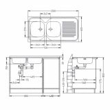 NERJAVNO POMIVALNO KORITO ALVEUS CLASSIC 100, LEVI, SATIN 1200X600 MM