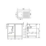 NERJAVNO POMIVALNO KORITO ALVEUS CLASSIC 50, NAT 900X600 MM LEVI