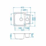 NERJAVNO POMIVALNO KORITO ALVEUS LINE MAXIM 50, SATIN 615X500 MM