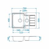 NERJAVNO POMIVALNO KORITO ALVEUS LINE MAXIM 70, SATIN 790X500 MM