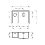 NERJAVNO POMIVALNO KORITO ALVEUS MONARCH QUADRIX 120 ANTHRACITE 581X436, DESNI