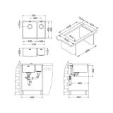 NERJAVNO POMIVALNO KORITO ALVEUS MONARCH QUADRIX 120 ANTHRACITE 581X436, LEVI
