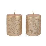 OKROGLA SVEČA 7 CM Z DEKORJEM ZLATA