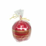 NOVOLETNA SVEČA MULLER GOLDEN RINGS OKROGLA 80 MM METALIC RDEČA