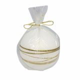 NOVOLETNA SVEČA MULLER GOLDEN RINGS OKROGLA 80 MM PERLA BELA