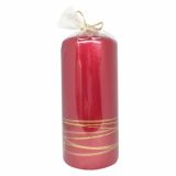 NOVOLETNA SVEČA MULLER GOLDEN RINGS TOP 60/130 MM METALIC RDEČA