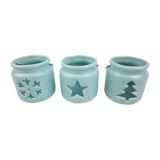 NOVOLETNI SVEČNIK GLOSSTYLE LANTERNA MODRA 7 CM SORT. PORCELAN 8.7X7.1X7 CM