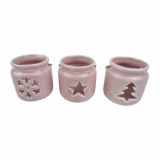 NOVOLETNI SVEČNIK GLOSSTYLE LANTERNA ROZA7 CM SORT. PORCELAN 8.7X7.1X7 CM