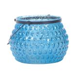 NOVOLETNI SVEČNIK GLOSSTYLE STEKLENA LANTERNA MODRA 11*9CM