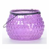 NOVOLETNI SVEČNIK GLOSSTYLE STEKLENA LANTERNA VIJOLA 11*9CM