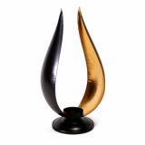 NOVOLETNI SVEČNIK R+W LISTA ČRNO ZLAT 17X32 CM