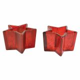 NOVOLETNI SVEČNIK R+W RDEČA ZVEZDA 10.5X6.5 CM STEKLENA ZA ČAJNO SVEČKO