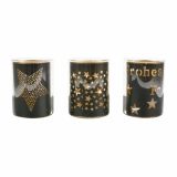 NOVOLETNI SVEČNIK R+W STEKLENI-KOVINSKI 9X12 CM ZA ČAJNO ZLATI ČRNI