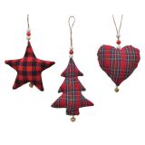 OKRASEK ZA JELKO KARO 11/12.5 CM ZVEZDA/JELKA/SRCE SORT