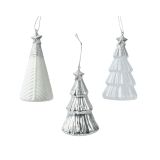 OKRASEK ZA JELKO DECORIS JELKA, STEKLO, BELA 6.7X12.6 CM, SORTIRANO