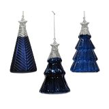 OKRASEK ZA JELKO DECORIS JELKA, STEKLO, MODRA 6.7X12.6 CM, SORTIRANO