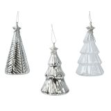 OKRASEK ZA JELKO DECORIS JELKA, STEKLO, SREBRNA 6.7X12.6 CM, SORTIRANO