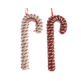 OKRASEK ZA JELKO DECORIS LIZIKA BELA RDEČA 8X20.5 CM SORTIRANO