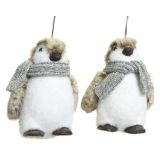 OKRASEK ZA JELKO DECORIS PINGVIN SIVE/BELE BARVE 13X10X15 CM SORT