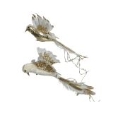 OKRASEK ZA JELKO DECORIS PTIČ NA SPONKI BELA/ZLATA 16X17X40 CM SORT